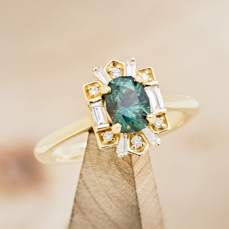 "CLEOPATRA" - OVAL MONTANA SAPPHIRE ENGAGEMENT RING WITH DIAMOND ACCENTS-1